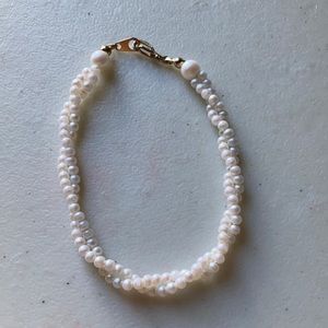 Seed pearl double strand twist bracelet